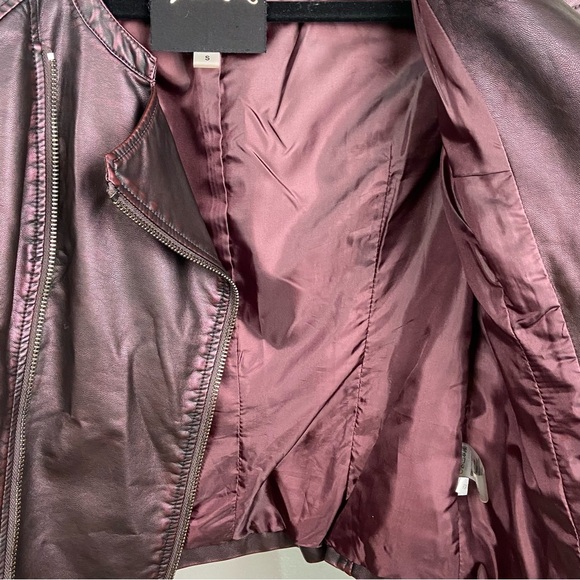 The Fillmore Faux Leather Dual Zipper Moto Jacket SMALL Iridescent‎ Purple Biker - Picture 10 of 13